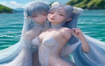 彼女彼女彼女 夏日DLC宣传图，沙滩与冰淇淋元素