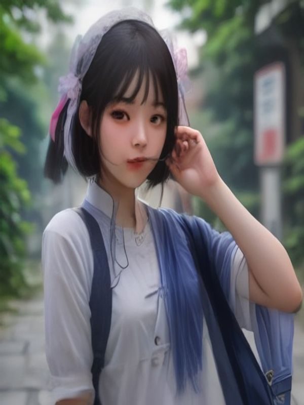 彼女彼女彼女 游戏主角在黄昏街道漫步，暖金色光线洒在建筑上，氛围浪漫